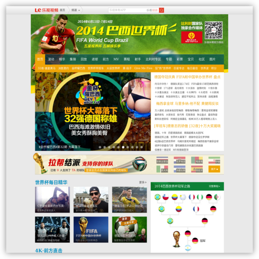 乐视网2014巴西世界杯频道 网站图标